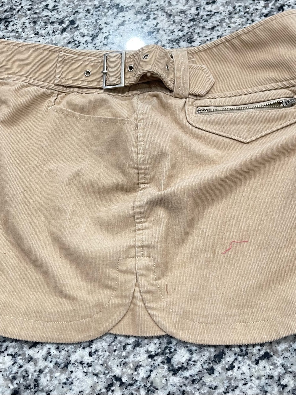 Armani Exchange Beige Corduroy Mini Skirt with Belt Detail | Size 10 - Picture 11 of 16